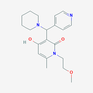 B2422522 4-hydroxy-1-(2-methoxyethyl)-6-methyl-3-(piperidin-1-yl(pyridin-4-yl)methyl)pyridin-2(1H)-one CAS No. 897611-33-5
