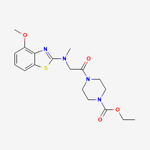 molecular formula C18H24N4O4S B2422523 Ethyl 4-(2-((4-methoxybenzo[d]thiazol-2-yl)(methyl)amino)acetyl)piperazine-1-carboxylate CAS No. 1396807-27-4