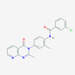 molecular formula C22H17ClN4O2 B2422524 3-chloro-N-[2-methyl-4-(2-methyl-4-oxopyrido[2,3-d]pyrimidin-3-yl)phenyl]benzamide CAS No. 1003641-30-2