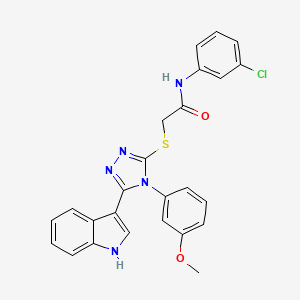 molecular formula C25H20ClN5O2S B2422527 2-((5-(1H-indol-3-yl)-4-(3-methoxyphenyl)-4H-1,2,4-triazol-3-yl)thio)-N-(3-chlorophenyl)acetamide CAS No. 946206-09-3