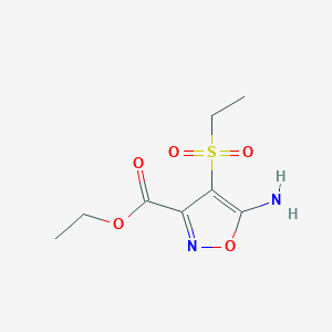 molecular formula C8H12N2O5S B2422555 Ethyl5-amino-4-(ethylsulfonyl)isoxazole-3-carboxylate CAS No. 1710853-68-1