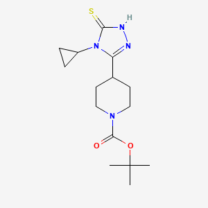 molecular formula C15H24N4O2S B2422570 Tert-butyl 4-(4-cyclopropyl-5-sulfanylidene-1H-1,2,4-triazol-3-yl)piperidine-1-carboxylate CAS No. 2243508-37-2