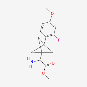 molecular formula C15H18FNO3 B2422625 Methyl 2-amino-2-[3-(2-fluoro-4-methoxyphenyl)-1-bicyclo[1.1.1]pentanyl]acetate CAS No. 2287260-31-3