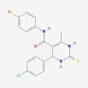 molecular formula C18H15BrClN3OS B2422632 N-(4-bromophenyl)-4-(4-chlorophenyl)-6-methyl-2-thioxo-1,2,3,4-tetrahydropyrimidine-5-carboxamide CAS No. 330453-79-7