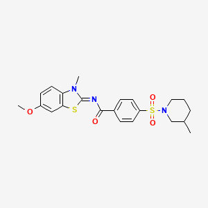molecular formula C22H25N3O4S2 B2422634 N-[(2E)-6-methoxy-3-methyl-2,3-dihydro-1,3-benzothiazol-2-ylidene]-4-[(3-methylpiperidin-1-yl)sulfonyl]benzamide CAS No. 850909-54-5