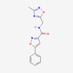 molecular formula C14H12N4O3 B2422650 N-((3-methyl-1,2,4-oxadiazol-5-yl)methyl)-5-phenylisoxazole-3-carboxamide CAS No. 1207025-72-6
