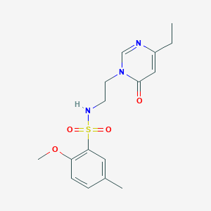 molecular formula C16H21N3O4S B2422662 N-(2-(4-ethyl-6-oxopyrimidin-1(6H)-yl)ethyl)-2-methoxy-5-methylbenzenesulfonamide CAS No. 1396850-17-1