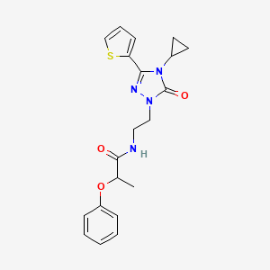 molecular formula C20H22N4O3S B2422665 N-(2-(4-cyclopropyl-5-oxo-3-(thiophen-2-yl)-4,5-dihydro-1H-1,2,4-triazol-1-yl)ethyl)-2-phenoxypropanamide CAS No. 1448064-27-4