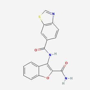 molecular formula C17H11N3O3S B2422706 N-(2-carbamoyl-1-benzofuran-3-yl)-1,3-benzothiazole-6-carboxamide CAS No. 681174-30-1