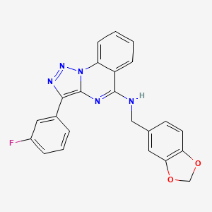 molecular formula C23H16FN5O2 B2422732 N-[(2H-1,3-benzodioxol-5-yl)methyl]-3-(3-fluorophenyl)-[1,2,3]triazolo[1,5-a]quinazolin-5-amine CAS No. 902298-38-8