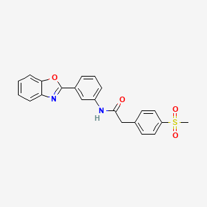 molecular formula C22H18N2O4S B2422773 N-(3-(benzo[d]oxazol-2-yl)phenyl)-2-(4-(methylsulfonyl)phenyl)acetamide CAS No. 941930-76-3