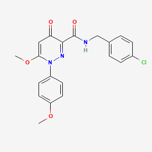 molecular formula C20H18ClN3O4 B2422775 N-[(4-chlorophenyl)methyl]-6-methoxy-1-(4-methoxyphenyl)-4-oxo-1,4-dihydropyridazine-3-carboxamide CAS No. 1251603-68-5