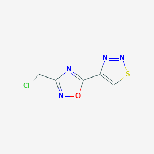 molecular formula C5H3ClN4OS B2422788 3-(Chloromethyl)-5-(1,2,3-thiadiazol-4-YL)-1,2,4-oxadiazole CAS No. 253586-59-3