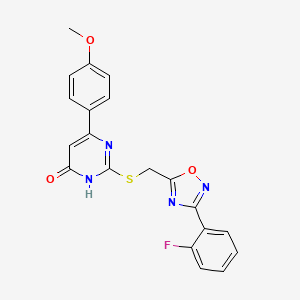 2-(((3-(2-Fluorophenyl)-1,2,4-oxadiazol-5-yl)methyl)thio)-6-(4-methoxyphenyl)pyrimidin-4-ol