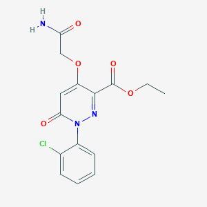 molecular formula C15H14ClN3O5 B2422799 ethyl 4-(carbamoylmethoxy)-1-(2-chlorophenyl)-6-oxo-1,6-dihydropyridazine-3-carboxylate CAS No. 899729-12-5