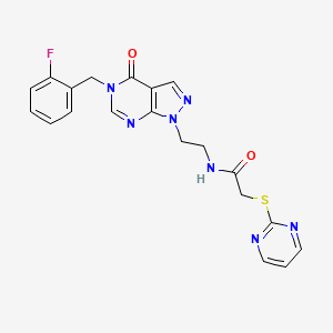 N-(2-(5-(2-fluorobenzyl)-4-oxo-4,5-dihydro-1H-pyrazolo[3,4-d]pyrimidin-1-yl)ethyl)-2-(pyrimidin-2-ylthio)acetamide