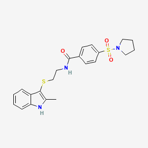 N-[2-[(2-methyl-1H-indol-3-yl)sulfanyl]ethyl]-4-pyrrolidin-1-ylsulfonylbenzamide