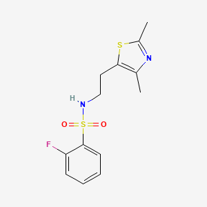 molecular formula C13H15FN2O2S2 B2422825 N-[2-(2,4-dimethyl-1,3-thiazol-5-yl)ethyl]-2-fluorobenzene-1-sulfonamide CAS No. 873009-92-8