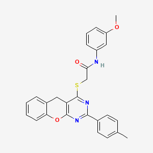 molecular formula C27H23N3O3S B2422856 N-(3-methoxyphenyl)-2-{[2-(4-methylphenyl)-5H-chromeno[2,3-d]pyrimidin-4-yl]sulfanyl}acetamide CAS No. 866726-45-6