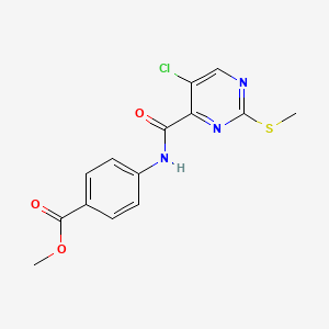 molecular formula C14H12ClN3O3S B2422893 Methyl 4-({[5-chloro-2-(methylthio)pyrimidin-4-yl]carbonyl}amino)benzoate CAS No. 879957-90-1