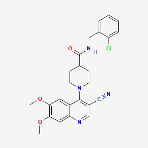 molecular formula C25H25ClN4O3 B2422898 N-[(2-chlorophenyl)methyl]-1-(3-cyano-6,7-dimethoxyquinolin-4-yl)piperidine-4-carboxamide CAS No. 1206994-55-9