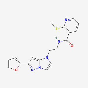 molecular formula C18H17N5O2S B2422910 N-(2-(6-(furan-2-yl)-1H-imidazo[1,2-b]pyrazol-1-yl)ethyl)-2-(methylthio)nicotinamide CAS No. 1798459-88-7