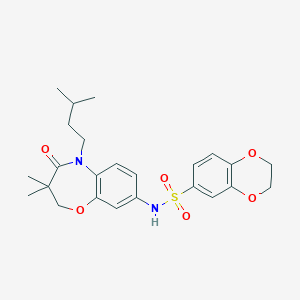 molecular formula C24H30N2O6S B2422924 N-(5-isopentyl-3,3-dimethyl-4-oxo-2,3,4,5-tetrahydrobenzo[b][1,4]oxazepin-8-yl)-2,3-dihydrobenzo[b][1,4]dioxine-6-sulfonamide CAS No. 922126-12-3
