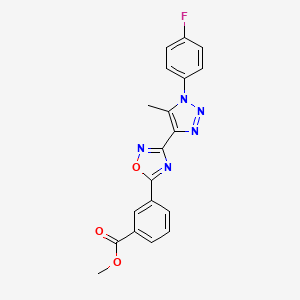 molecular formula C19H14FN5O3 B2422956 methyl 3-{3-[1-(4-fluorophenyl)-5-methyl-1H-1,2,3-triazol-4-yl]-1,2,4-oxadiazol-5-yl}benzoate CAS No. 1251607-44-9
