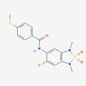 molecular formula C16H16FN3O3S2 B2422963 N-(6-fluoro-1,3-dimethyl-2,2-dioxido-1,3-dihydrobenzo[c][1,2,5]thiadiazol-5-yl)-4-(methylthio)benzamide CAS No. 2034404-19-6