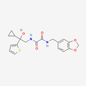 molecular formula C19H20N2O5S B2423010 N1-(benzo[d][1,3]dioxol-5-ylmethyl)-N2-(2-cyclopropyl-2-hydroxy-2-(thiophen-2-yl)ethyl)oxalamide CAS No. 1396715-92-6