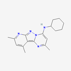 molecular formula C18H23N5 B2423023 N-cyclohexyl-4,11,13-trimethyl-3,7,8,10-tetraazatricyclo[7.4.0.0^{2,7}]trideca-1,3,5,8,10,12-hexaen-6-amine CAS No. 899402-70-1