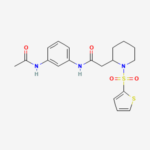molecular formula C19H23N3O4S2 B2423061 N-(3-acetamidophenyl)-2-(1-(thiophen-2-ylsulfonyl)piperidin-2-yl)acetamide CAS No. 1105237-05-5