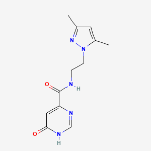 molecular formula C12H15N5O2 B2423096 N-(2-(3,5-dimethyl-1H-pyrazol-1-yl)ethyl)-6-hydroxypyrimidine-4-carboxamide CAS No. 2034578-22-6