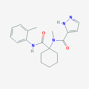 molecular formula C19H24N4O2 B242310 N-methyl-N-[1-(2-toluidinocarbonyl)cyclohexyl]-1H-pyrazole-3-carboxamide 