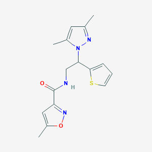 molecular formula C16H18N4O2S B2423100 N-(2-(3,5-dimethyl-1H-pyrazol-1-yl)-2-(thiophen-2-yl)ethyl)-5-methylisoxazole-3-carboxamide CAS No. 2034563-92-1