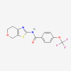 molecular formula C14H11F3N2O3S B2423177 N-(6,7-dihydro-4H-pyrano[4,3-d]thiazol-2-yl)-4-(trifluoromethoxy)benzamide CAS No. 1396859-26-9