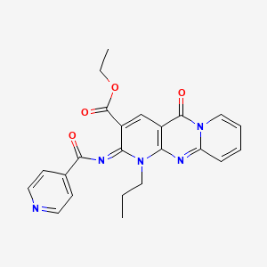 molecular formula C23H21N5O4 B2423189 ethyl 2-oxo-7-propyl-6-(pyridine-4-carbonylimino)-1,7,9-triazatricyclo[8.4.0.03,8]tetradeca-3(8),4,9,11,13-pentaene-5-carboxylate CAS No. 685859-71-6