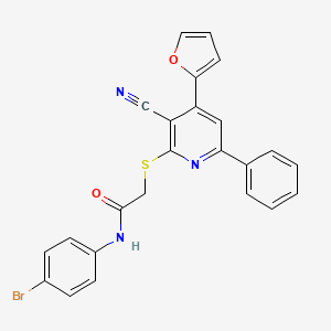 molecular formula C24H16BrN3O2S B2423210 N-(4-bromophenyl)-2-{[3-cyano-4-(furan-2-yl)-6-phenylpyridin-2-yl]sulfanyl}acetamide CAS No. 372179-77-6