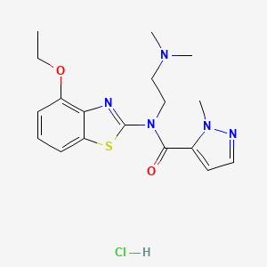 molecular formula C18H24ClN5O2S B2423215 N-(2-(dimethylamino)ethyl)-N-(4-ethoxybenzo[d]thiazol-2-yl)-1-methyl-1H-pyrazole-5-carboxamide hydrochloride CAS No. 1189861-51-5