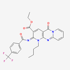 molecular formula C26H23F3N4O4 B2423222 ethyl 7-butyl-2-oxo-6-[4-(trifluoromethyl)benzoyl]imino-1,7,9-triazatricyclo[8.4.0.03,8]tetradeca-3(8),4,9,11,13-pentaene-5-carboxylate CAS No. 685859-84-1