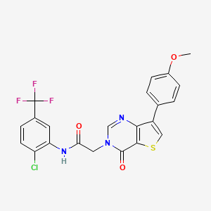 molecular formula C22H15ClF3N3O3S B2423259 N-[2-chloro-5-(trifluoromethyl)phenyl]-2-[7-(4-methoxyphenyl)-4-oxo-3H,4H-thieno[3,2-d]pyrimidin-3-yl]acetamide CAS No. 1207060-13-6