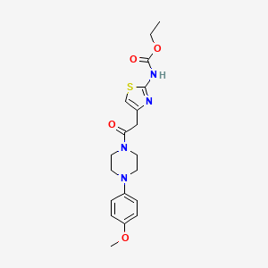 molecular formula C19H24N4O4S B2423266 Ethyl (4-(2-(4-(4-methoxyphenyl)piperazin-1-yl)-2-oxoethyl)thiazol-2-yl)carbamate CAS No. 946314-09-6