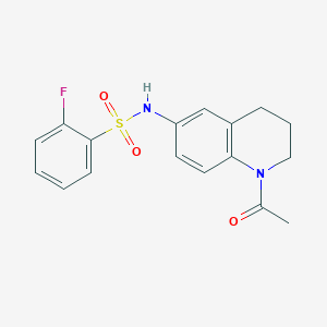 molecular formula C17H17FN2O3S B2423269 N-(1-acetyl-1,2,3,4-tetrahydroquinolin-6-yl)-2-fluorobenzene-1-sulfonamide CAS No. 941915-86-2