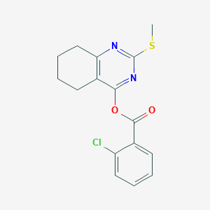 molecular formula C16H15ClN2O2S B2423296 2-(Methylsulfanyl)-5,6,7,8-tetrahydro-4-quinazolinyl 2-chlorobenzenecarboxylate CAS No. 303987-61-3