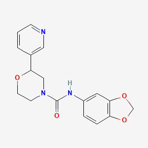 molecular formula C17H17N3O4 B2423339 N-(benzo[d][1,3]dioxol-5-yl)-2-(pyridin-3-yl)morpholine-4-carboxamide CAS No. 1428357-69-0