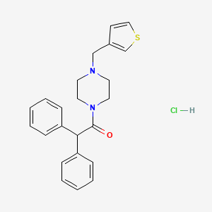 molecular formula C23H25ClN2OS B2423359 2,2-Diphenyl-1-(4-(thiophen-3-ylmethyl)piperazin-1-yl)ethanone hydrochloride CAS No. 1351649-07-4