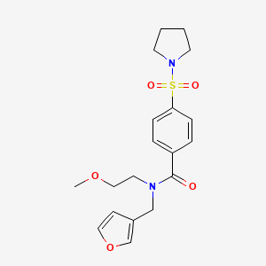 molecular formula C19H24N2O5S B2423373 N-(furan-3-ylmethyl)-N-(2-methoxyethyl)-4-(pyrrolidin-1-ylsulfonyl)benzamide CAS No. 1421507-28-9