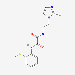 molecular formula C15H18N4O2S B2423376 N1-(2-(2-methyl-1H-imidazol-1-yl)ethyl)-N2-(2-(methylthio)phenyl)oxalamide CAS No. 1209329-13-4