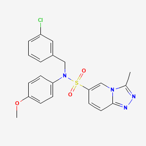 molecular formula C21H19ClN4O3S B2423384 N-[(3-chlorophenyl)methyl]-N-(4-methoxyphenyl)-3-methyl-[1,2,4]triazolo[4,3-a]pyridine-6-sulfonamide CAS No. 1251560-35-6