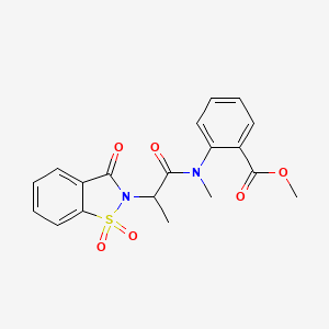 molecular formula C19H18N2O6S B2423397 methyl 2-(2-(1,1-dioxido-3-oxobenzo[d]isothiazol-2(3H)-yl)-N-methylpropanamido)benzoate CAS No. 1214716-88-7